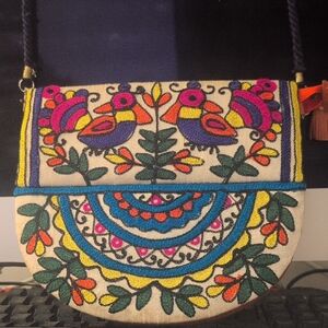 Hand Crafted Multicolor Embroidered Crossbody Bag
